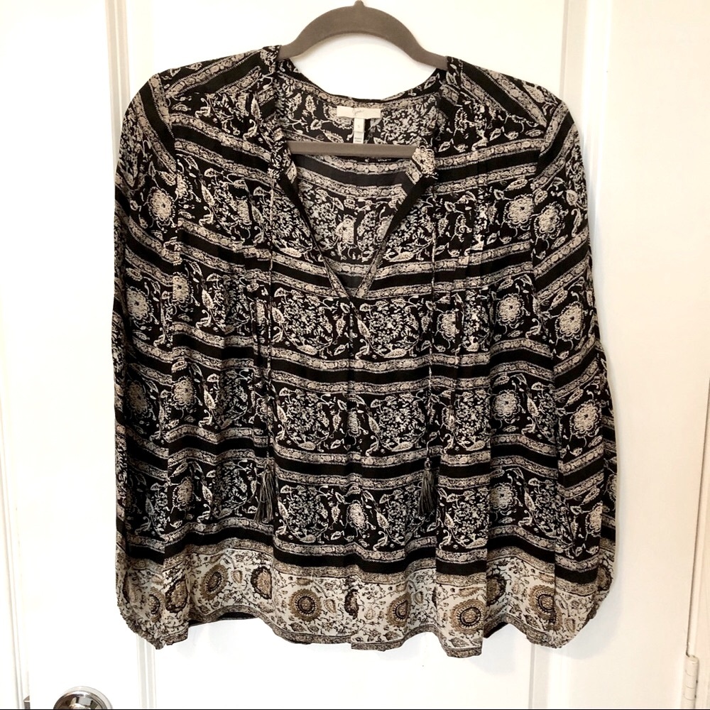 Joie Auberon C Printed Silk Blouse Size S